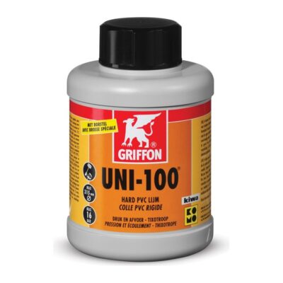 Bus PVC lijm Griffon Uni-100 van 500 ml voor het verlijmen van hard PVC buizen en fittingen