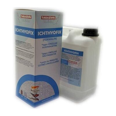 Fles Takazumi Ichthyofix Formalin 1 liter tegen eencellige parasieten bij koi